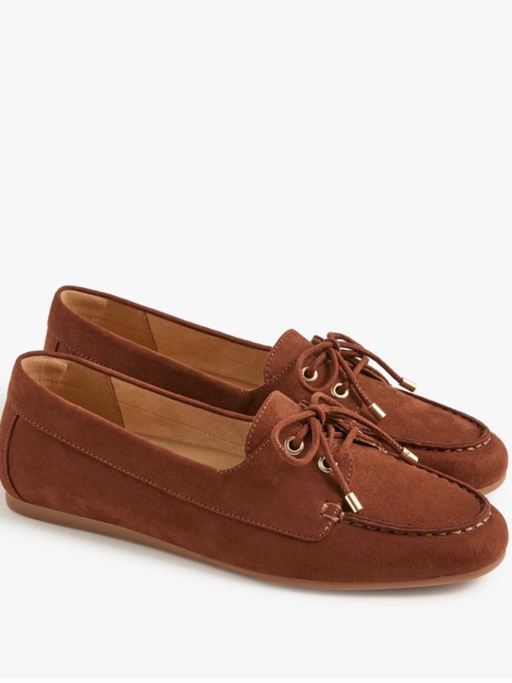 J.Crew Chestnut Brown Suede Lace-Top Boat Shoes Size 8